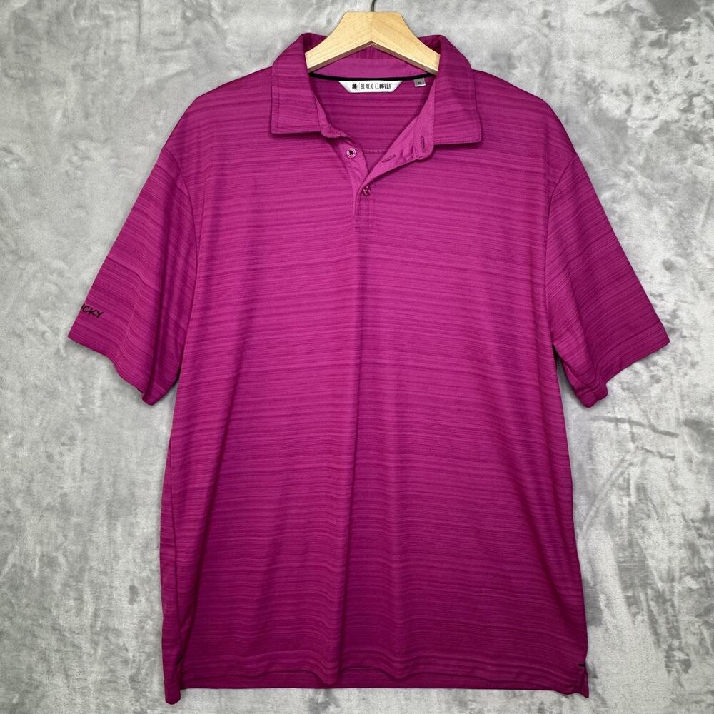 Black Clover Polo Shirt Mens XL Magenta Performance Tech Golf Live Lucky Stripe